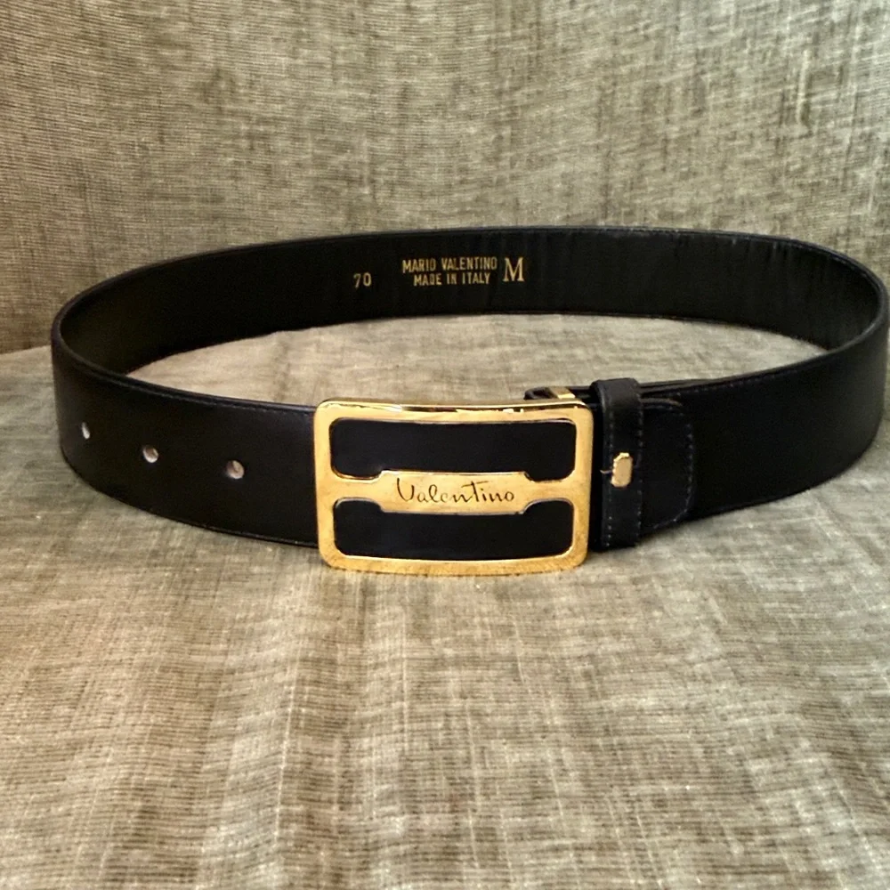 Valentino Leather Belt with Gold Buckle - Picture 3 of 5